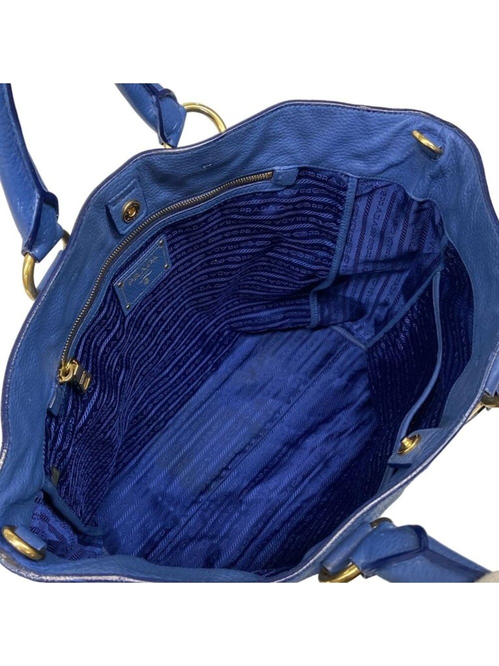 Prada Tote Blue Leather Tag - Picture 7 of 15